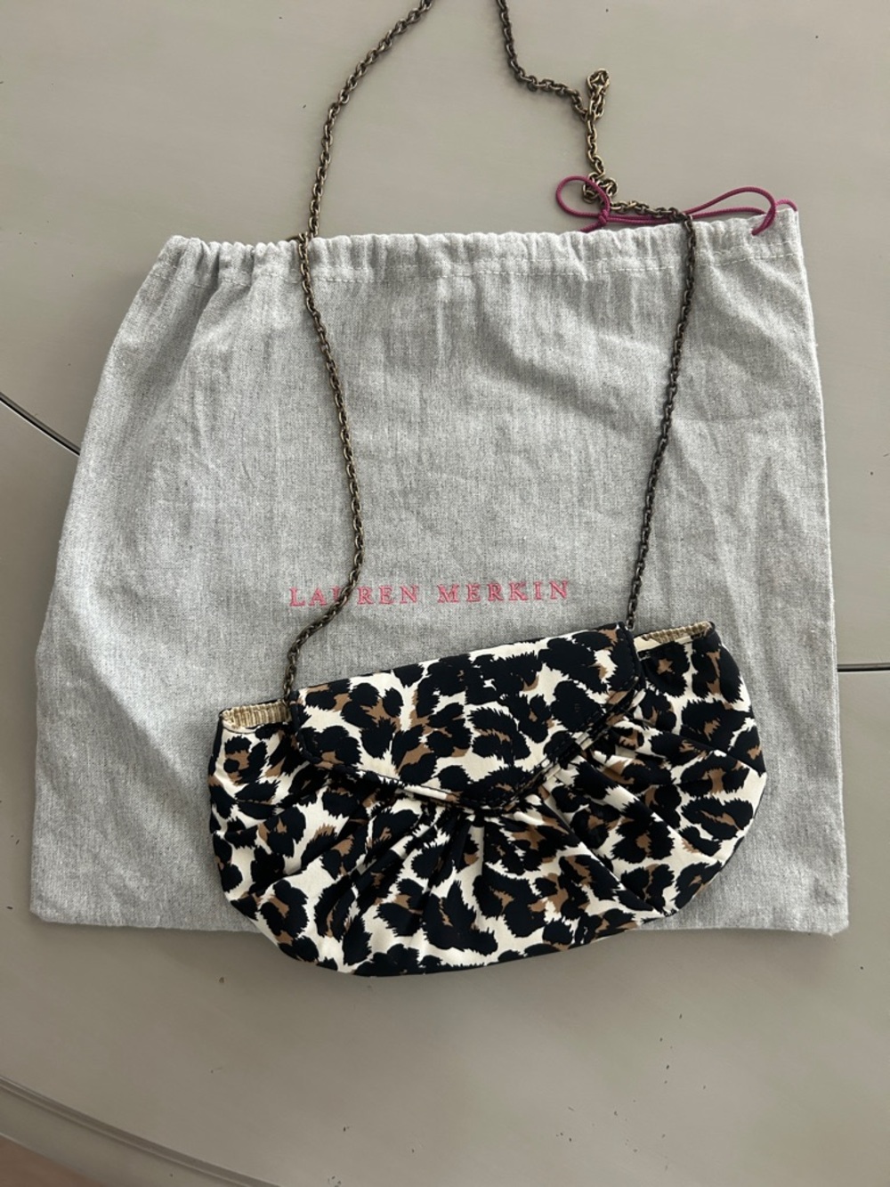 Lauren Merkin Leopard Print Chain Strap Clutch - Black, White, Brown